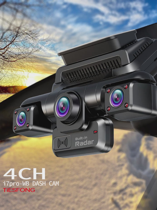 4CH 360° Dash Cam i7Pro with 4K Front + 3x1080P Cameras | GPS, WiFi, 24H Parking, IR Night Vision
