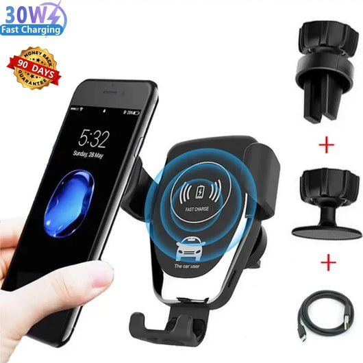 30W Gravity Car Wireless Charger – Air Vent Phone Holder